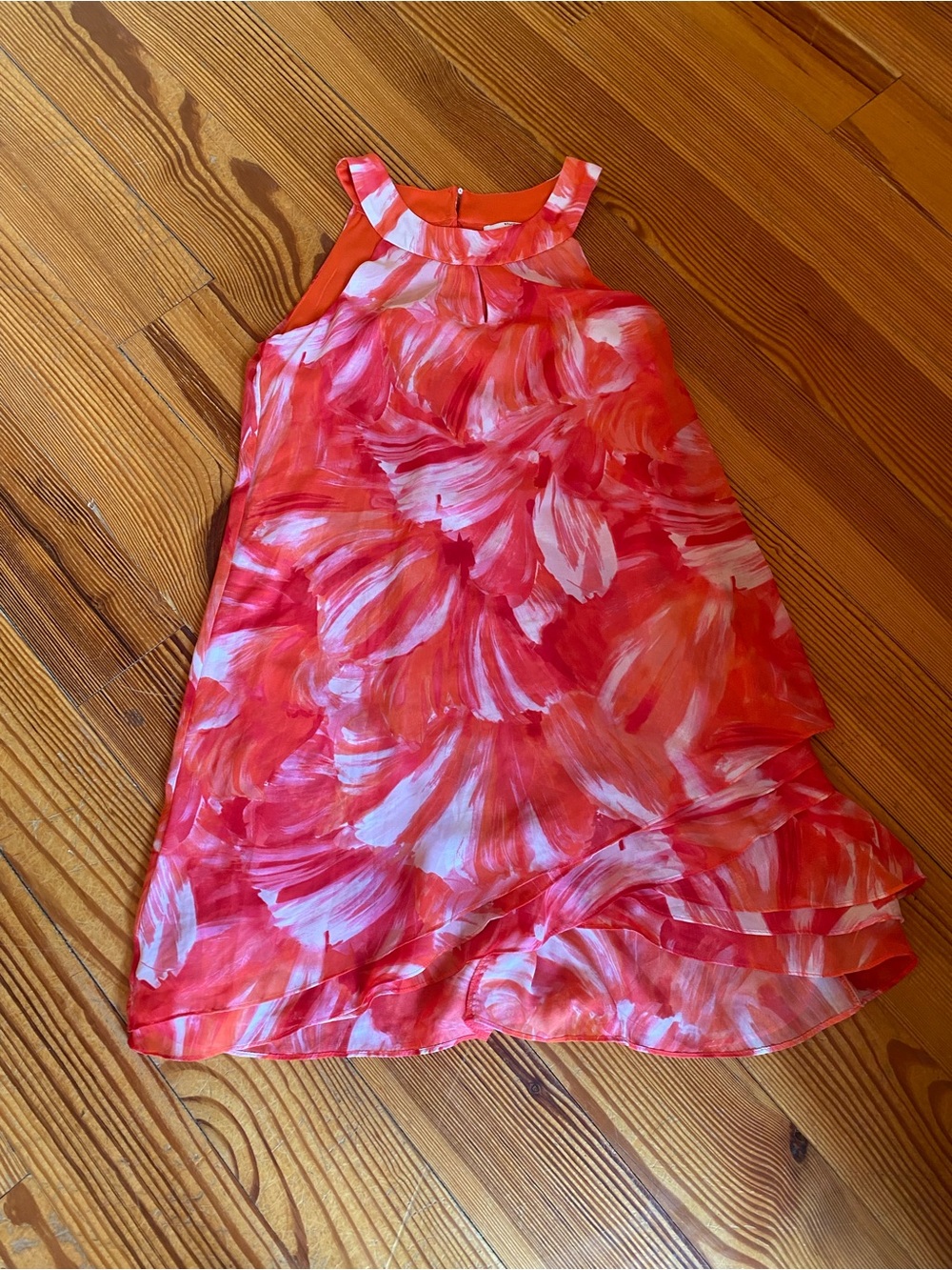 Studio One Coral and White Swirl Midi Dress